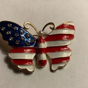 Patriotic Butterfly Brooch Pin